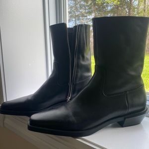 Zara Square Toe Genuine Leather Boots 👢